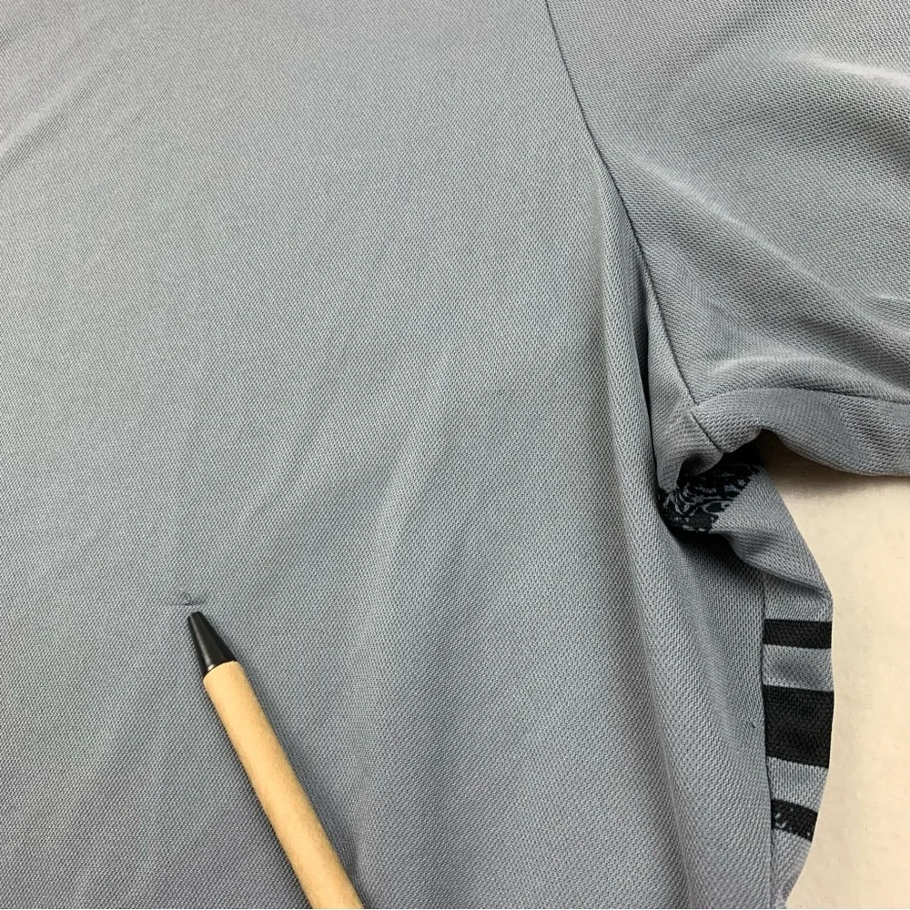 Nike‎ Golf Shirt Mens XL Polo Standard Fit DRI-Fit Gray Black Striped Outdoor